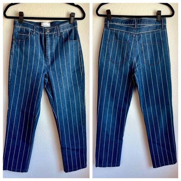 NWOT Current/Elliot The Vintage Cropped Striped High-Rise Slim Straight Jeans 26 - Picture 4 of 8